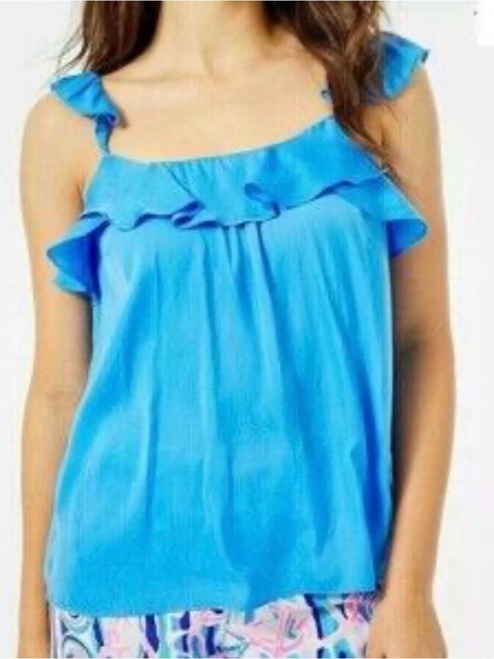 Lilly Pulitzer Bright Blue Ruffle-Trim Camisole Sz/XS.